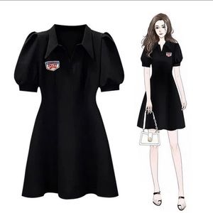 Black midi polo dress